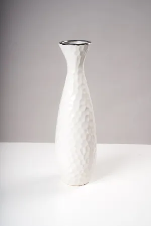 18" VASE WHITE SILVER - Sylvana Collection