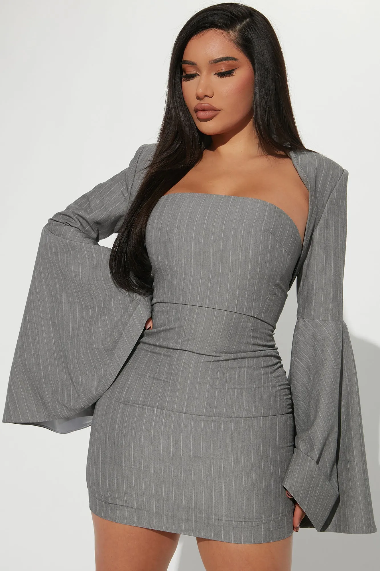 Accomplished Mini Dress Set - Grey/combo