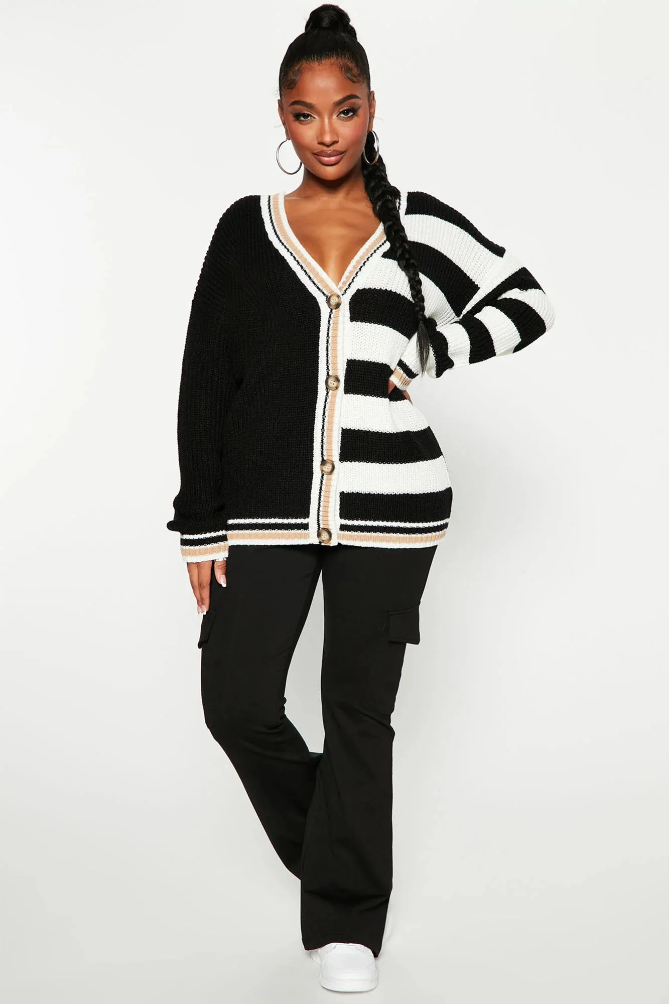 After School Plans Boyfriend Cardigan - Black/combo