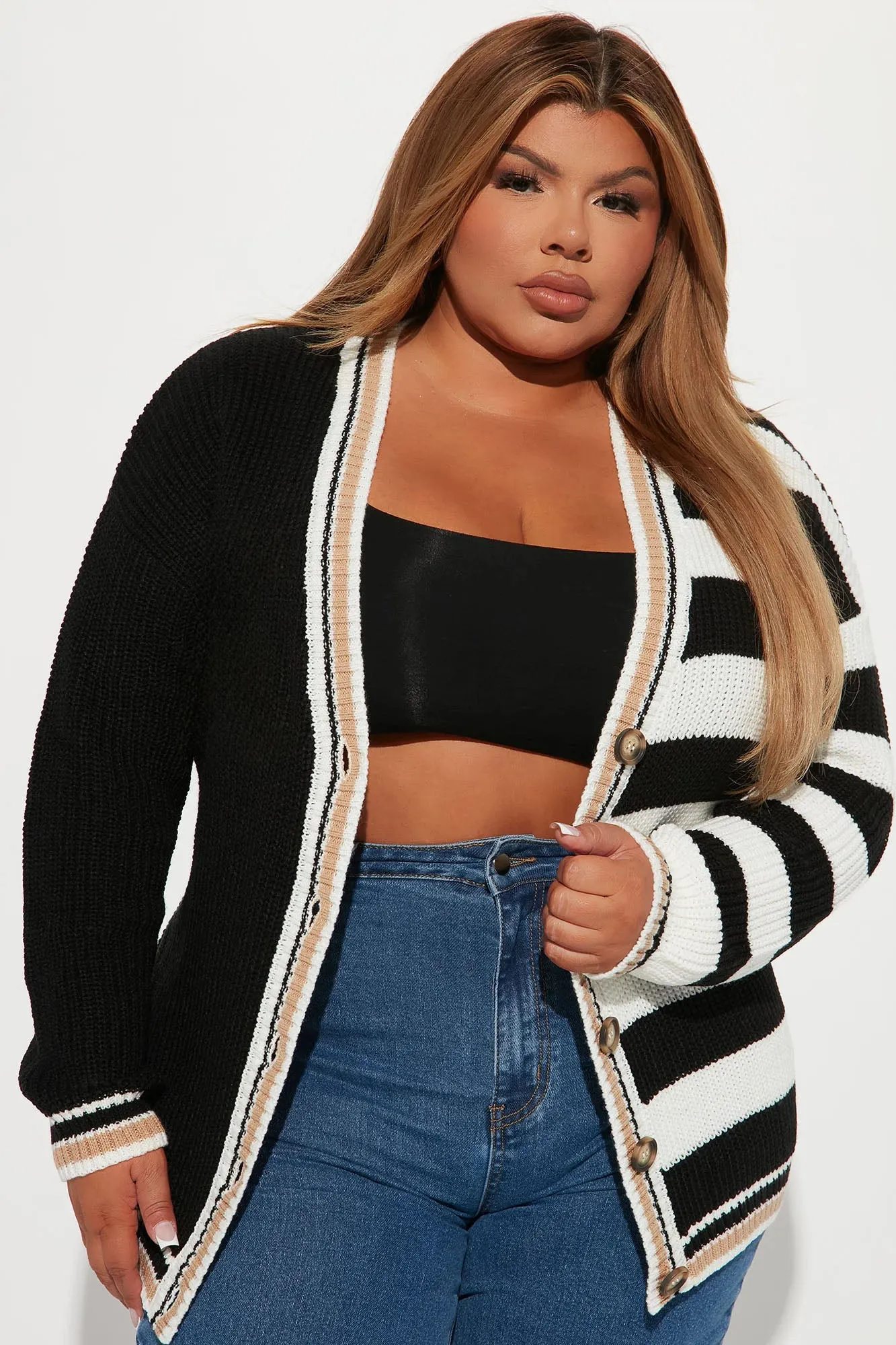 After School Plans Boyfriend Cardigan - Black/combo