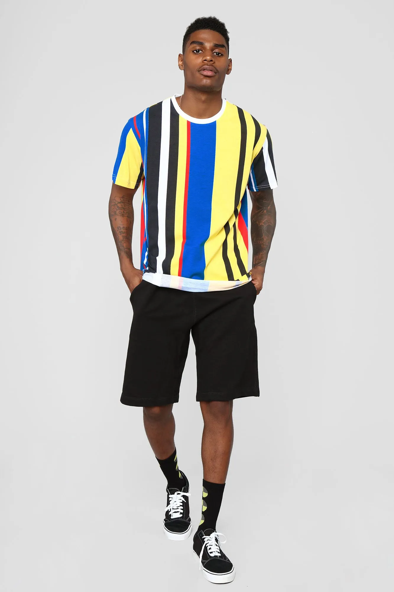 All Stripes On Me Short Sleeve Tee - Black/Yellow