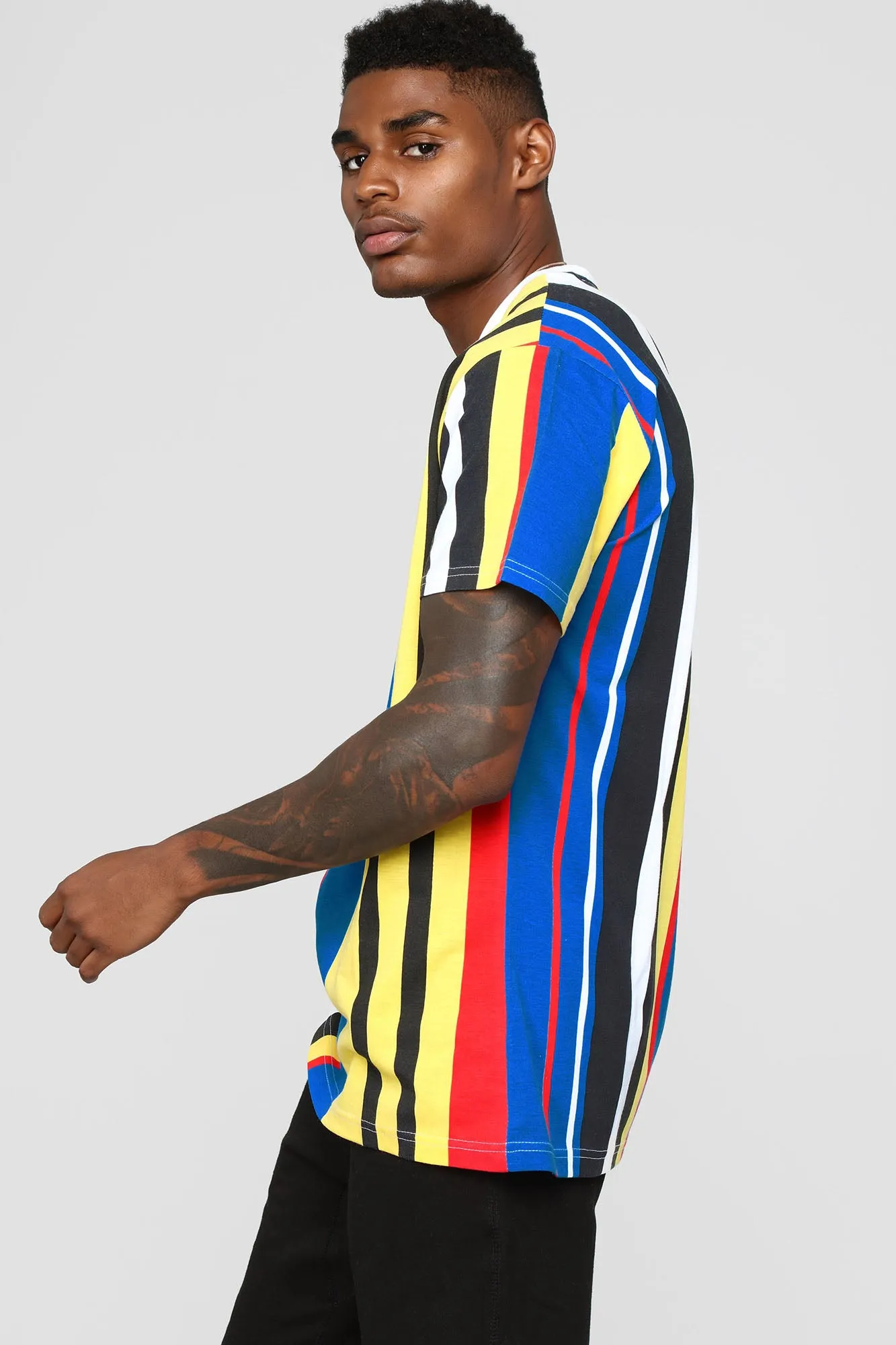 All Stripes On Me Short Sleeve Tee - Black/Yellow