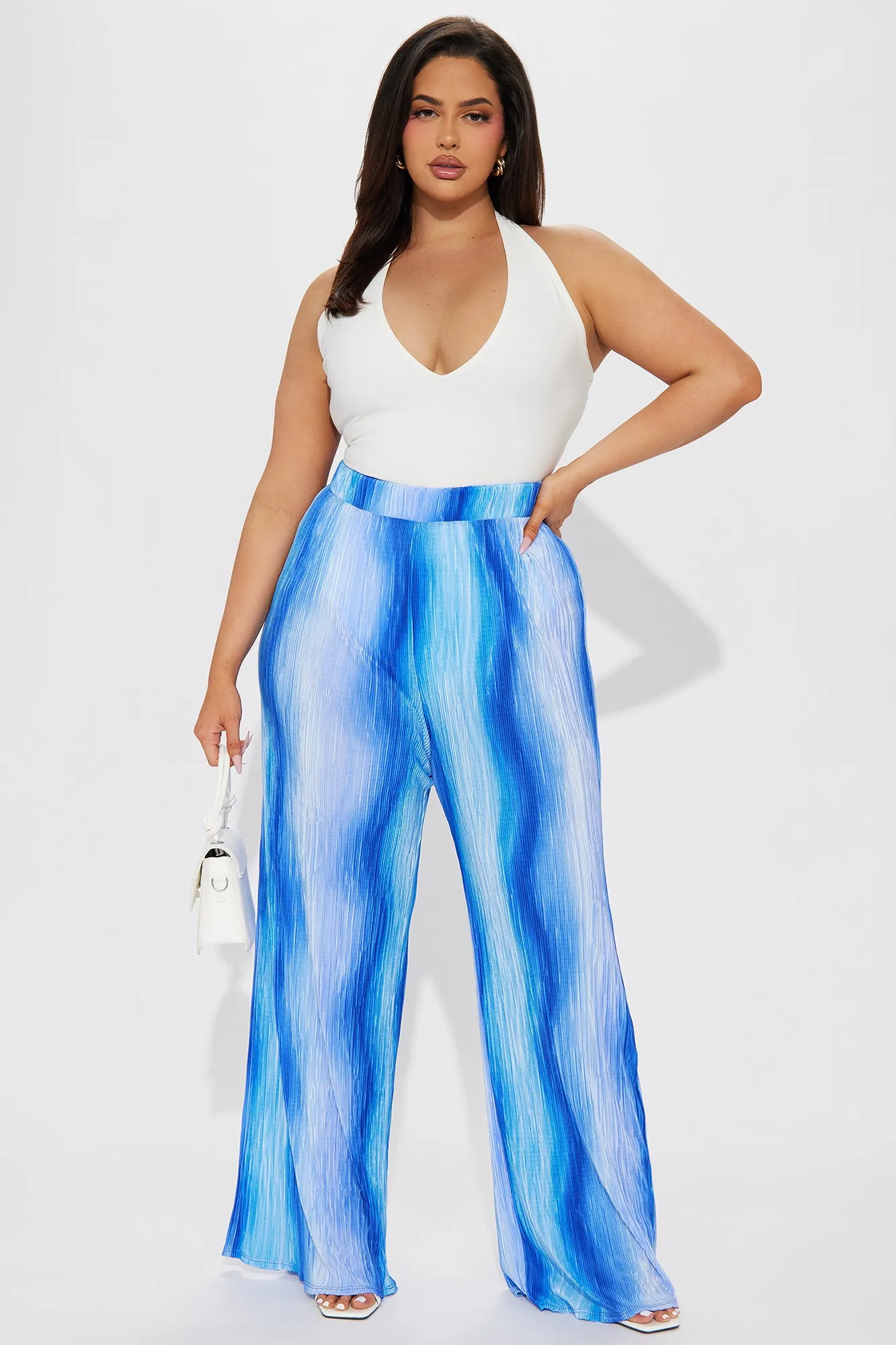 Amalfi Plisse Pant - Blue/combo