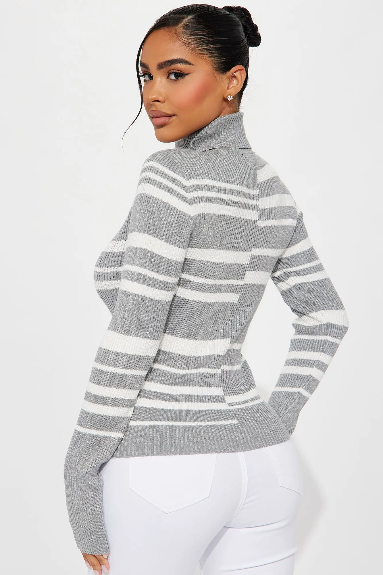 Anaisa Turtleneck Sweater - Grey/combo