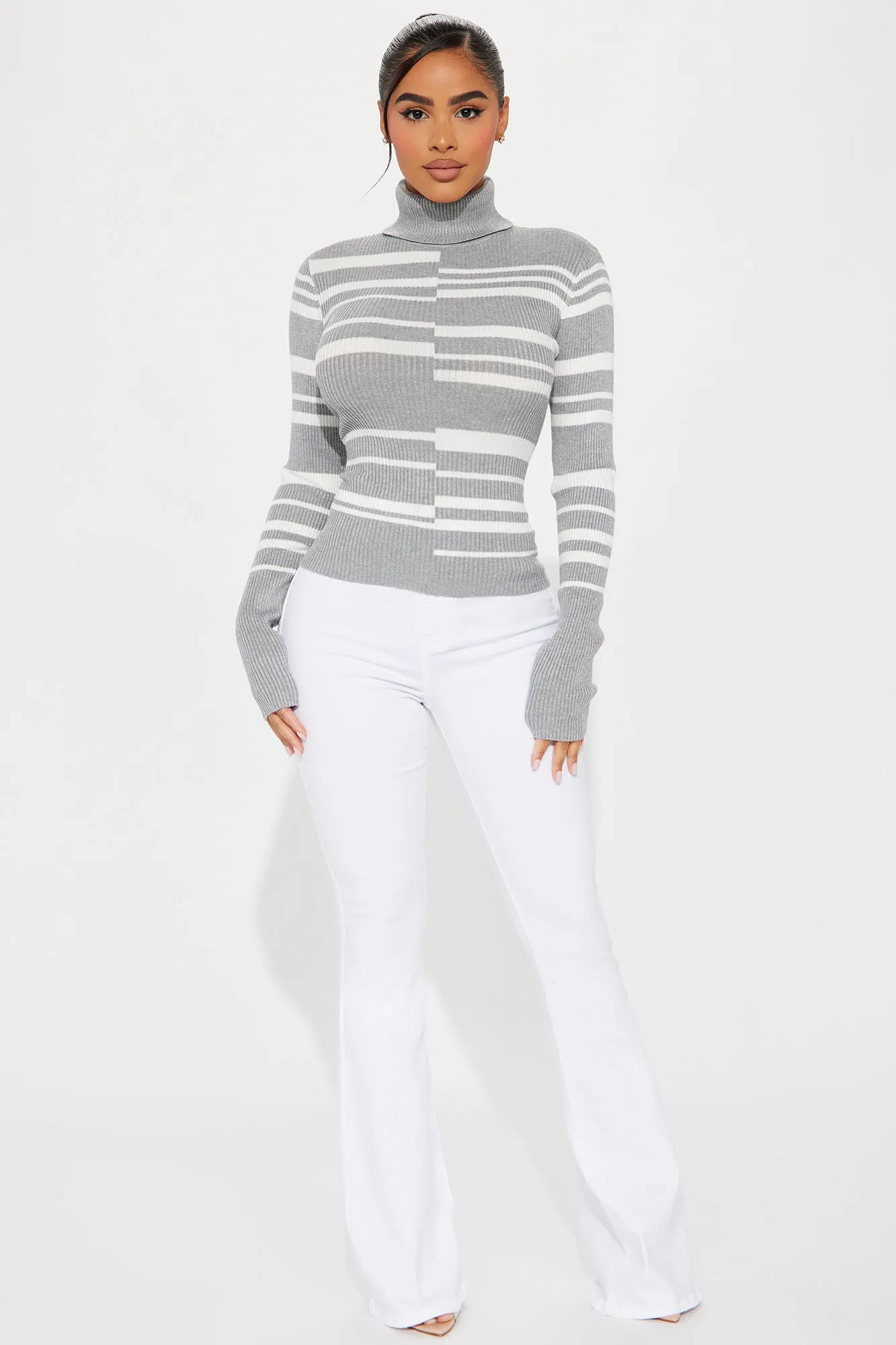 Anaisa Turtleneck Sweater - Grey/combo