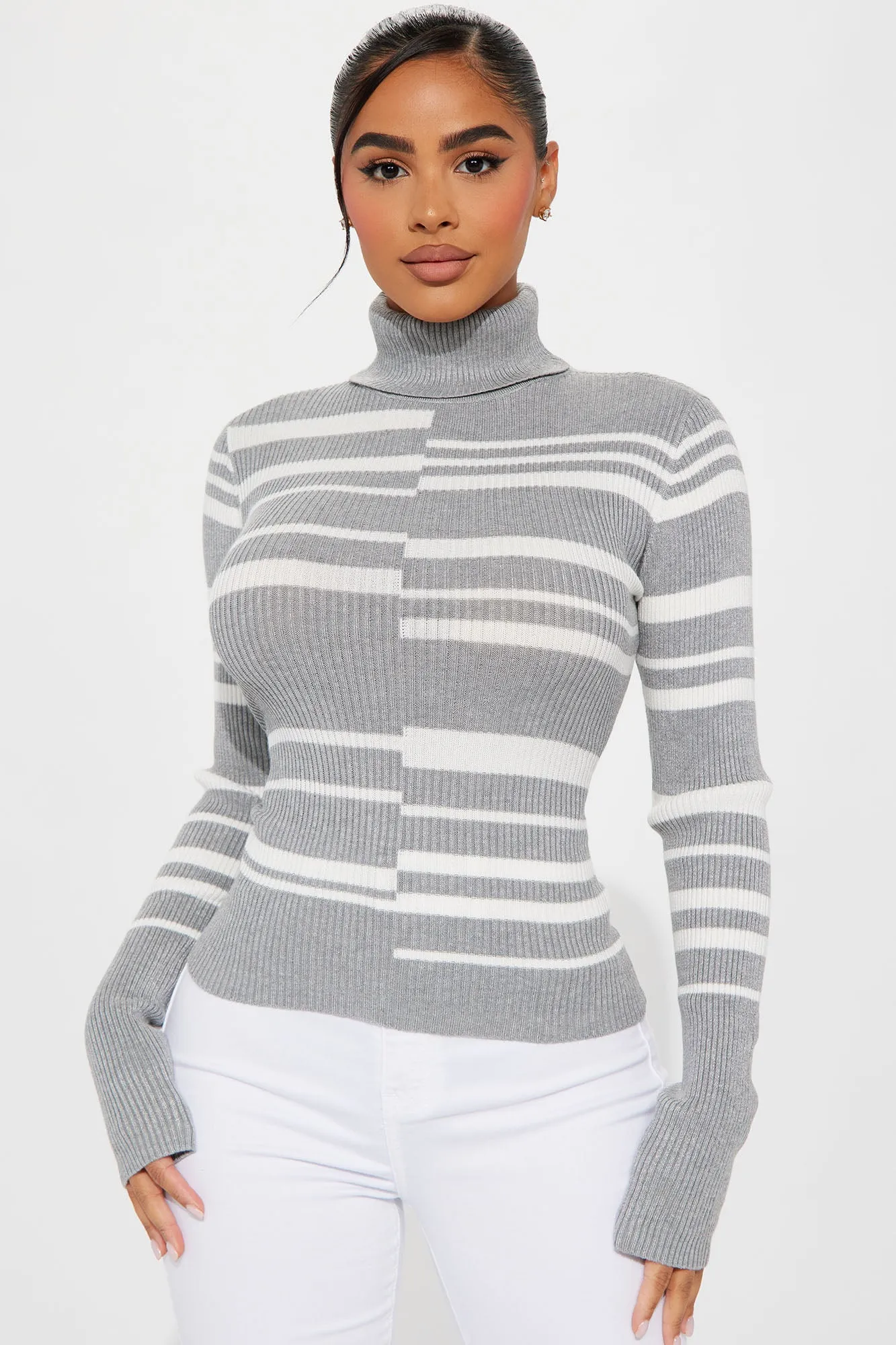 Anaisa Turtleneck Sweater - Grey/combo