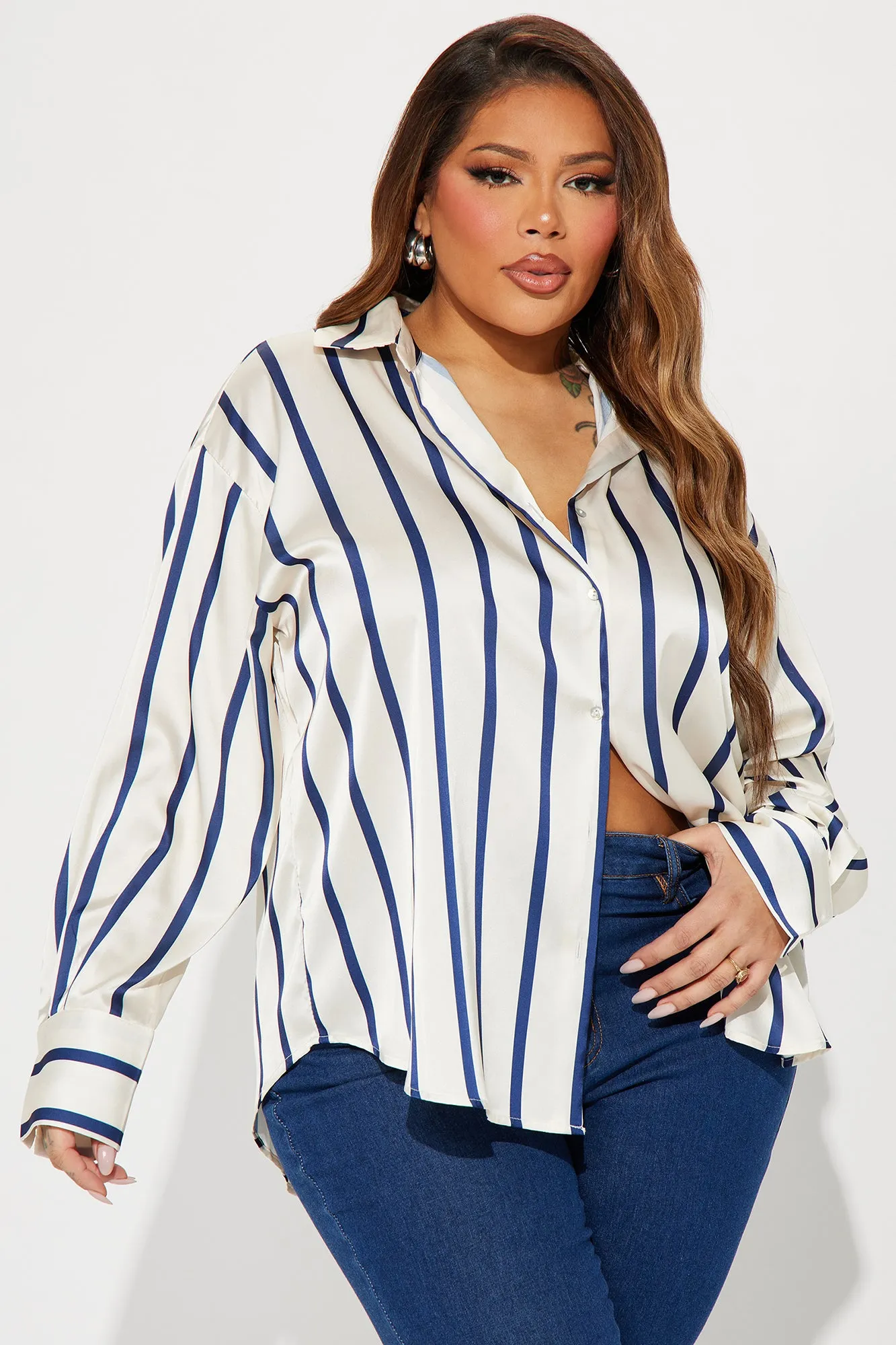 Bayside Satin Shirt - Ivory/combo