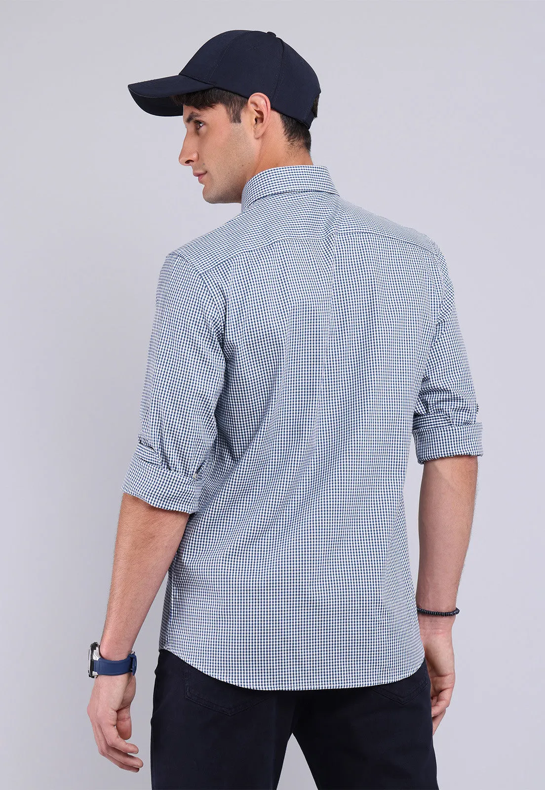 Camisa Hombre Cuadros Azul