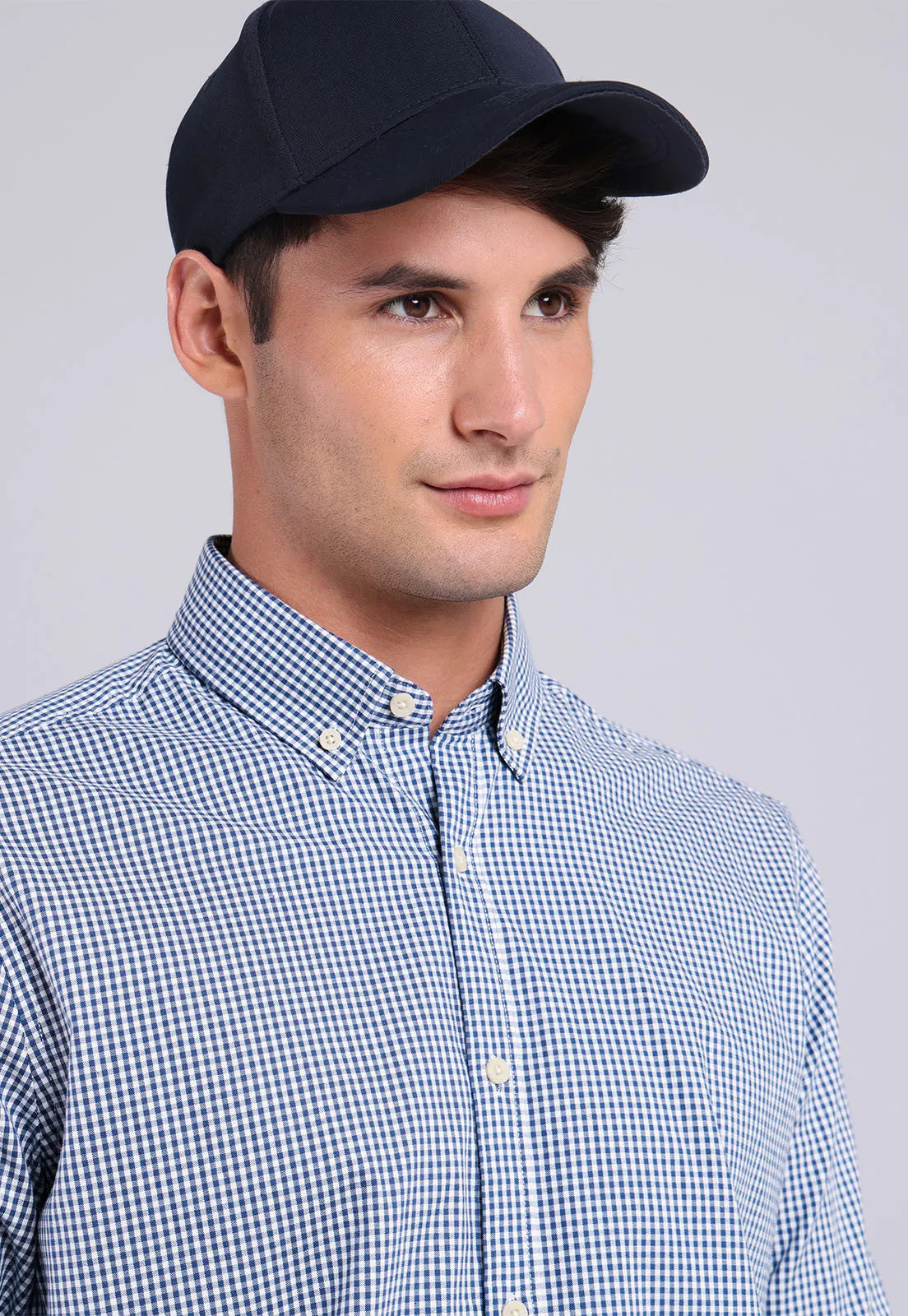 Camisa Hombre Cuadros Azul