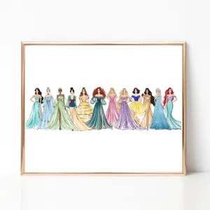 Fashion Princesses wall art fashion illustration