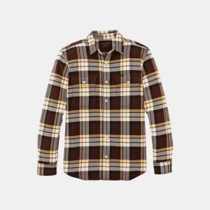 Filson Vintage Flannel Work Shirt Brown Yellow Multi