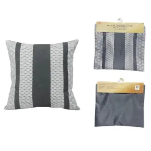 Housse de coussin 18 po x 18 po rayure et motif gris