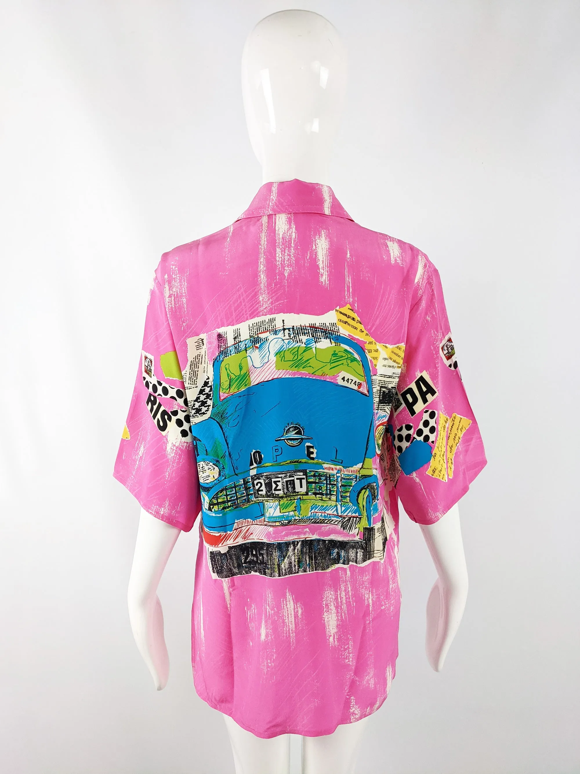 Jean Louis Scherrer Vintage Pink Tropical Blouse, 1980s