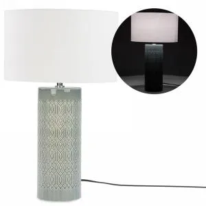 Lampe de table base en céramique grise et abat-jour blanc 4,5 po x 19 po