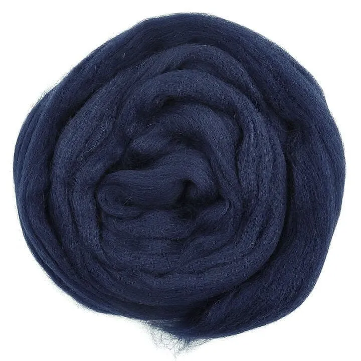 Navy - Merino Wool Top Roving - 50 gram (1.75 oz) Ball - Color 625