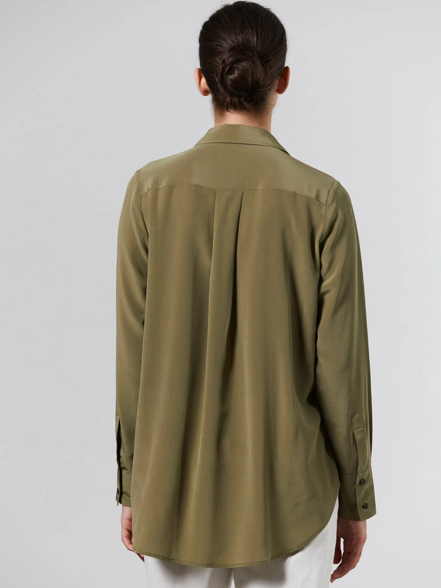 Oversized Silk Shirt - Khaki