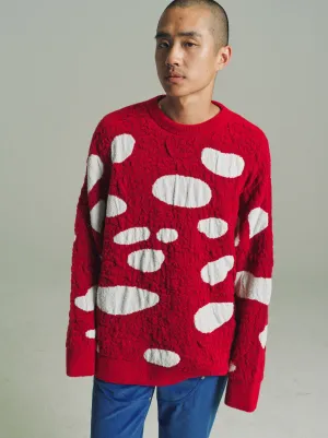 Red & White Lana Wool Mushroom Sweater