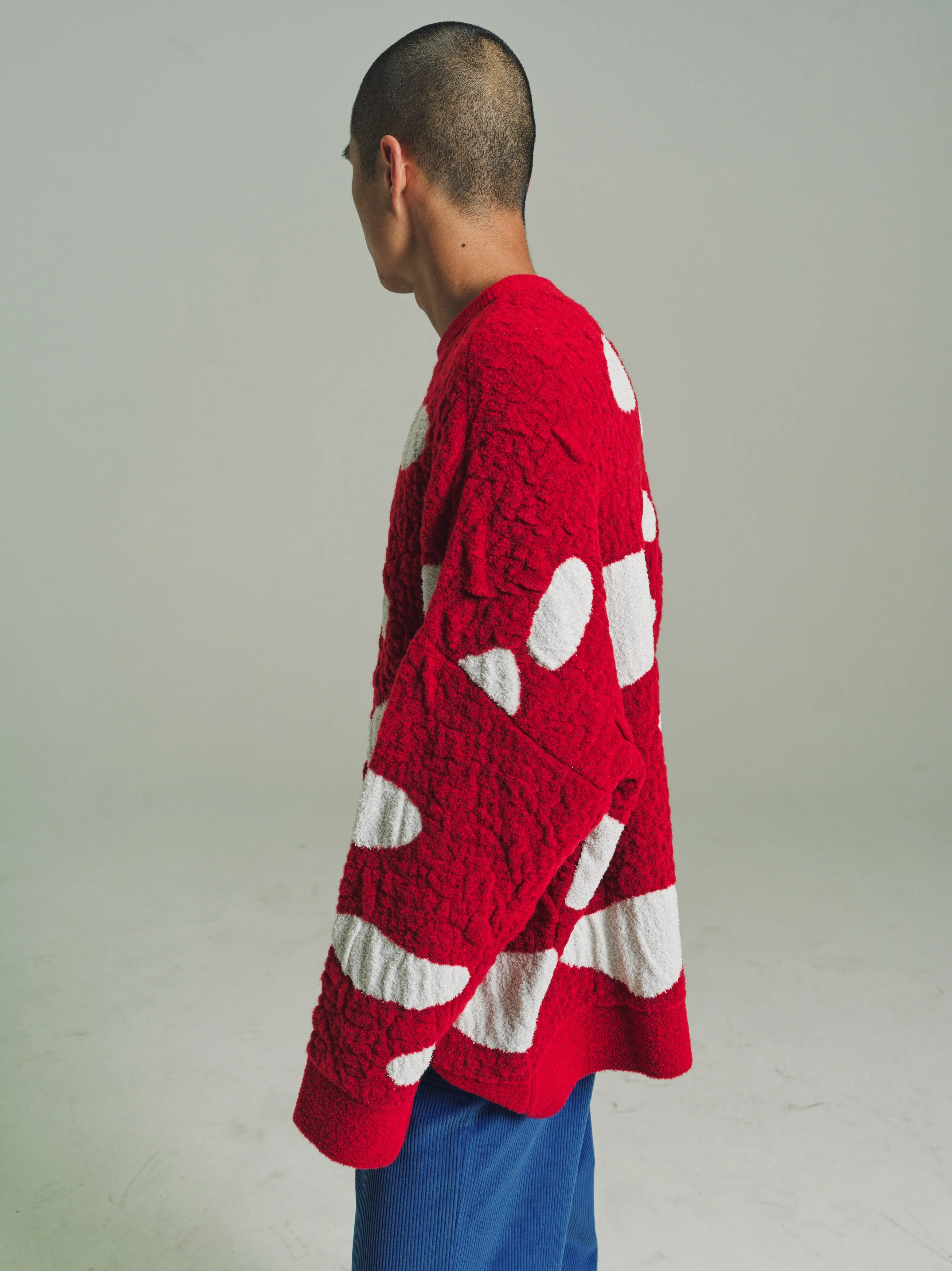 Red & White Lana Wool Mushroom Sweater