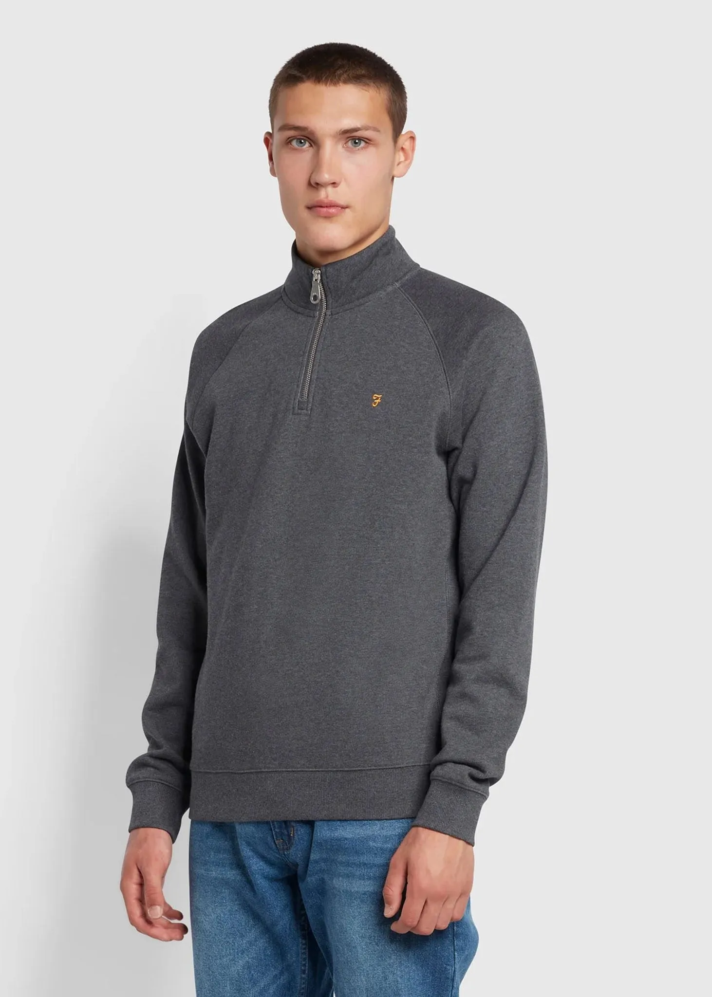 Sweatshirt jim 1/4 zip - farah grey marl