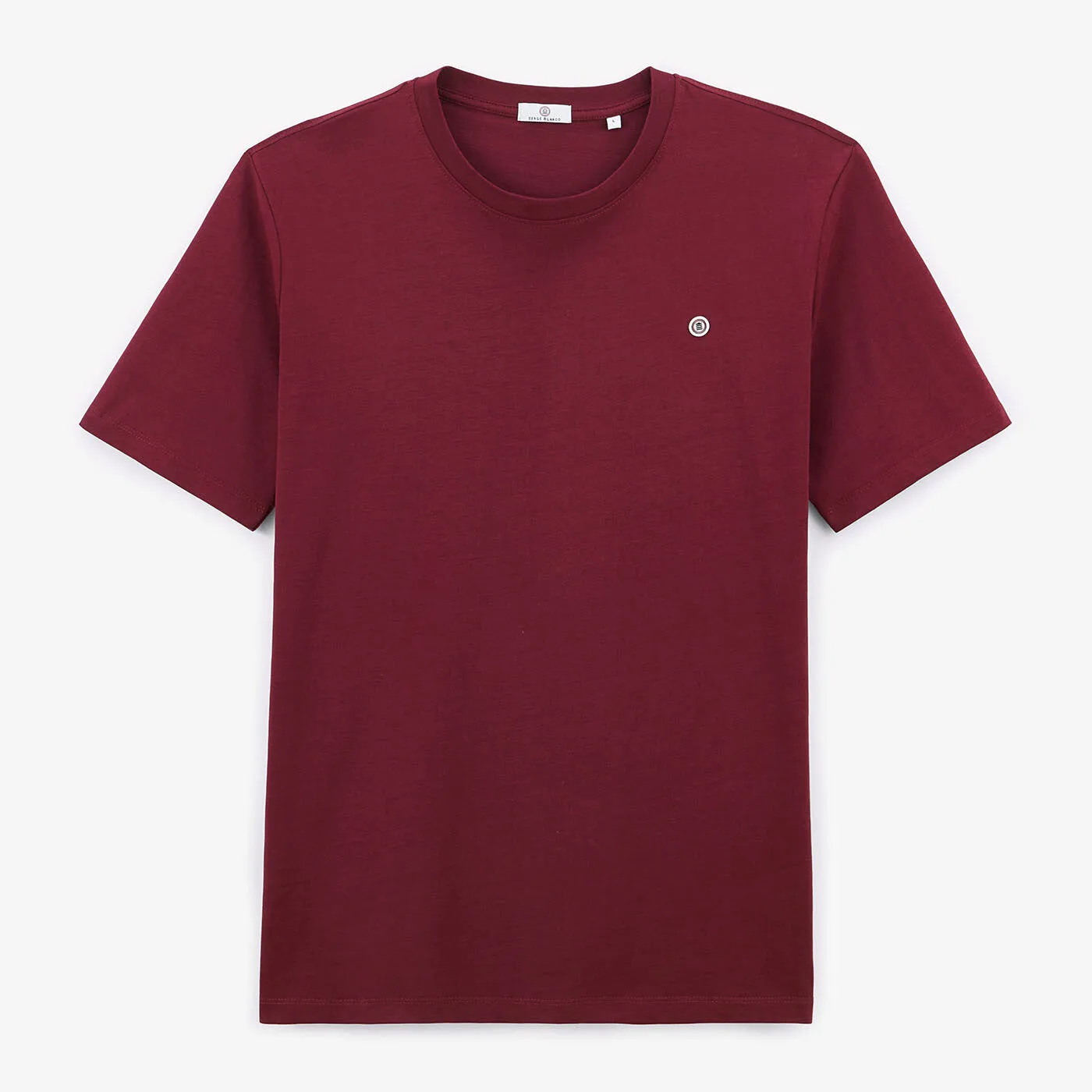 T-shirt col rond rouge bordeaux en jersey de coton