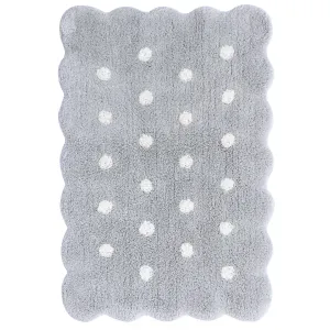 Tapis Lavable Mini Biscuit Gris Perle 70 X 100 Cm