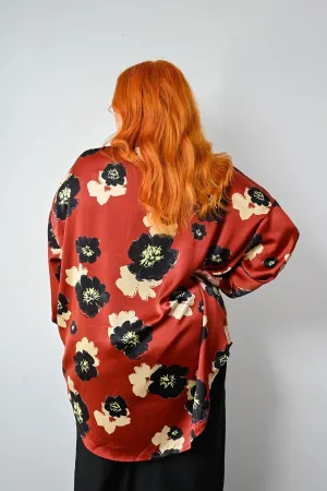 Tina Shirt - Burgandy floral