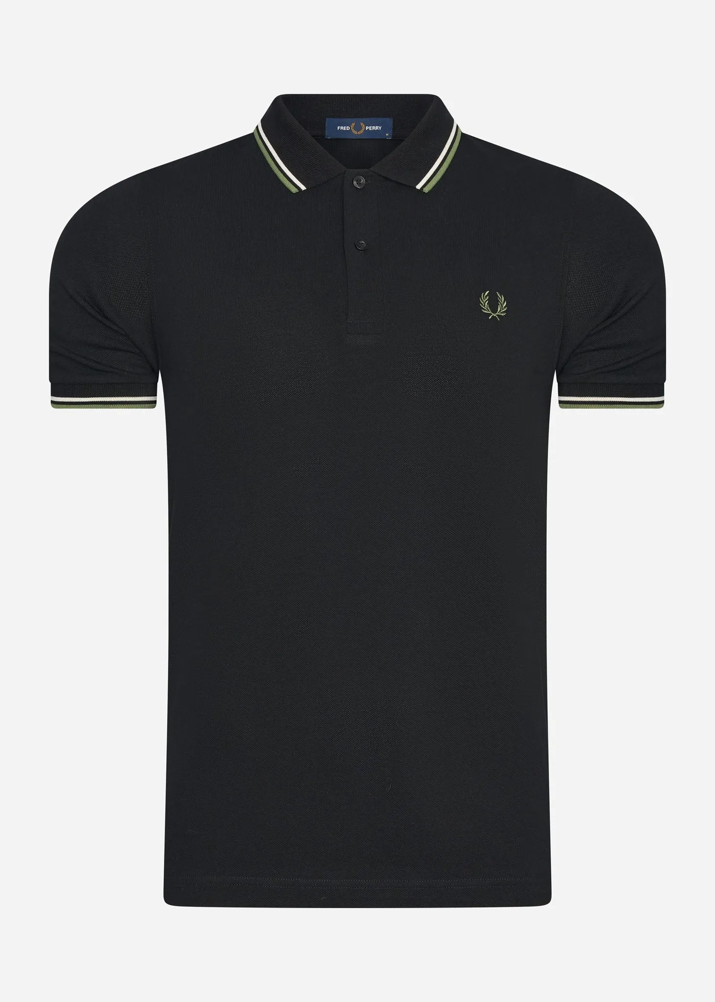 Twin tipped fred perry shirt - black ecru pistachio