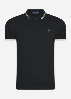 Twin tipped fred perry shirt - black ecru pistachio